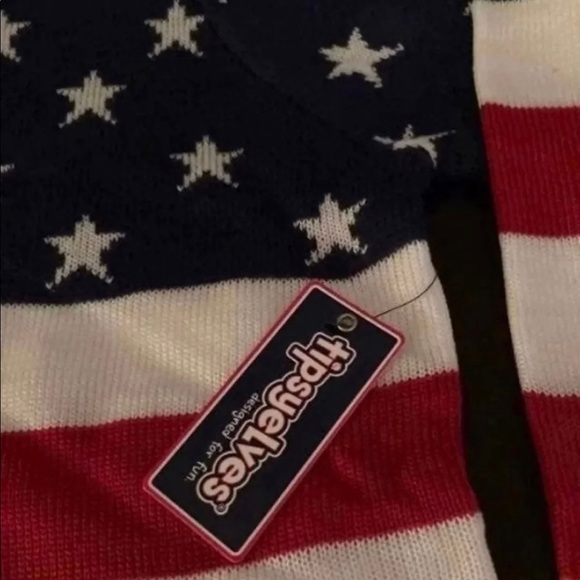 USA American Flag Sweater Tipsy Elves NEW With Tags In Original Packaging - Picture 4 of 7